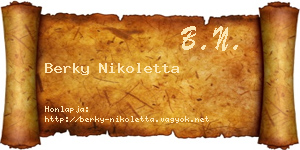 Berky Nikoletta névjegykártya